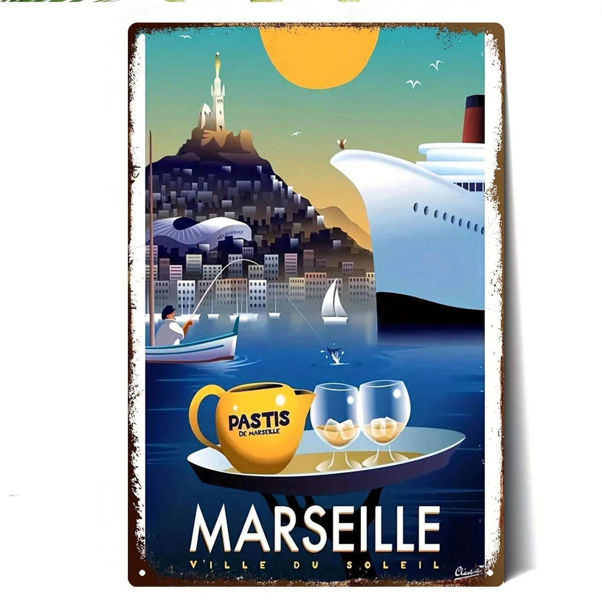 Vintage Marseille Travel Funny Aluminum Sign — product artwork