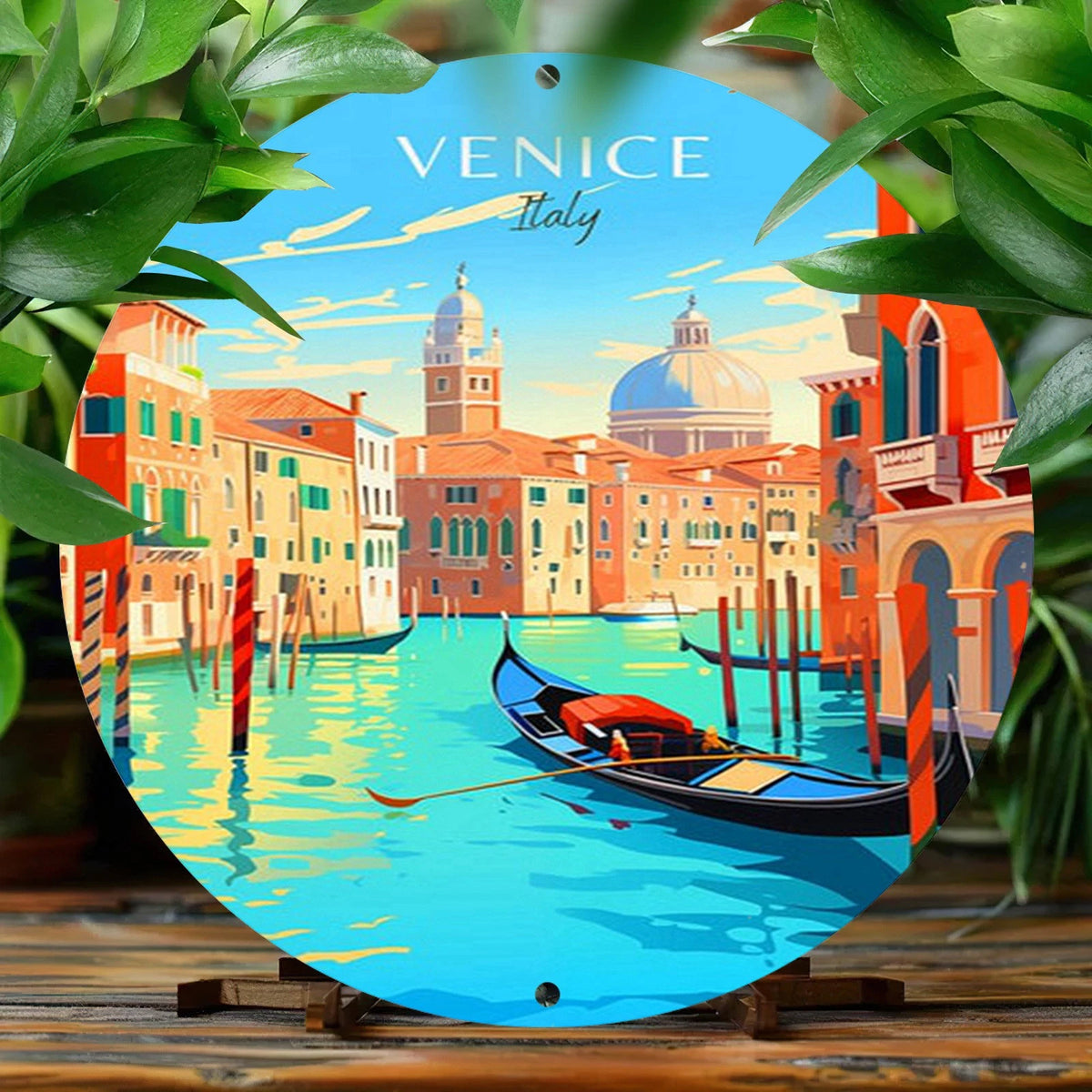 Vintage Venice Italy Funny Round Aluminum Sign — product artwork