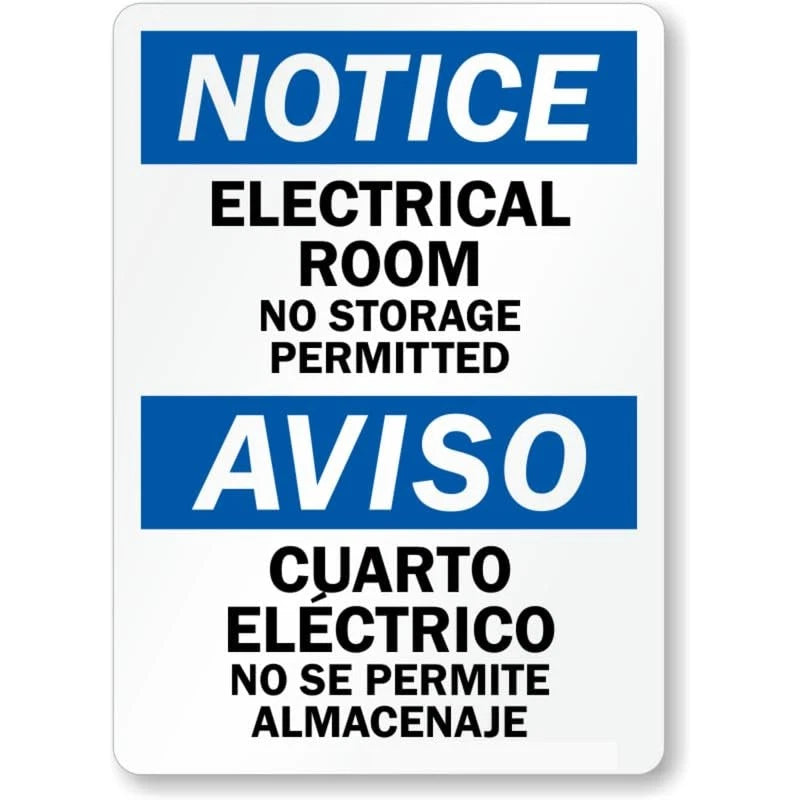 Bilingual No Storage Notice Aluminum Sign — product artwork