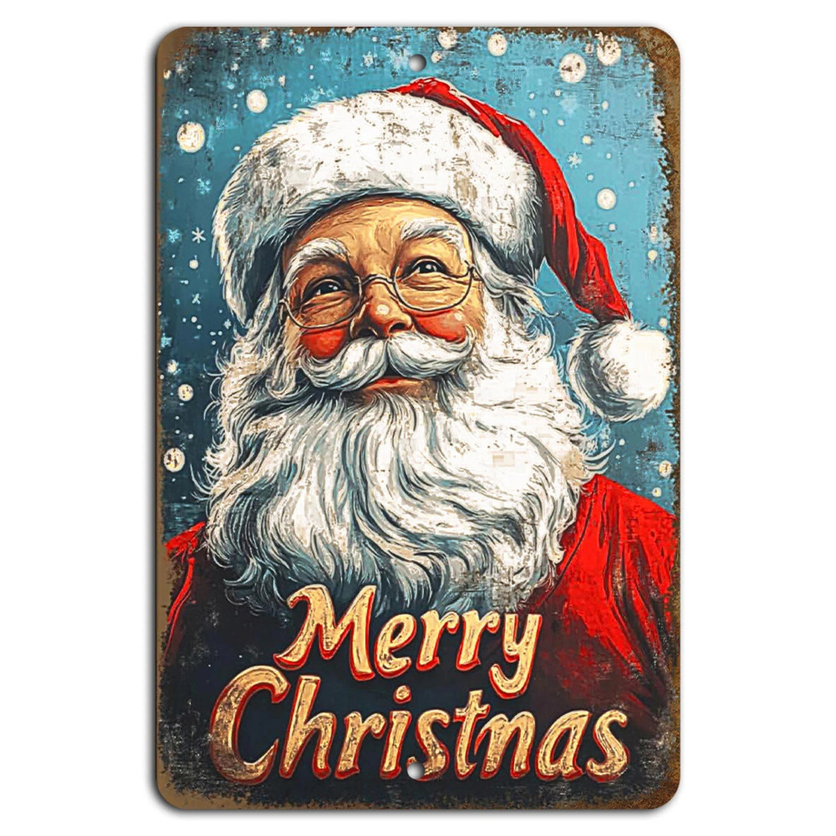 Rustic Santa Vintage Holiday Aluminum Sign — product artwork