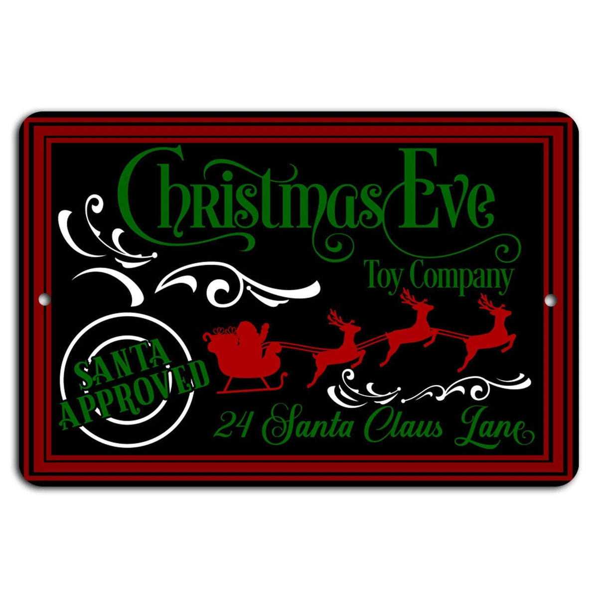 Christmas Eve Toy Company Black Rustic Aluminum Sign — product artwork