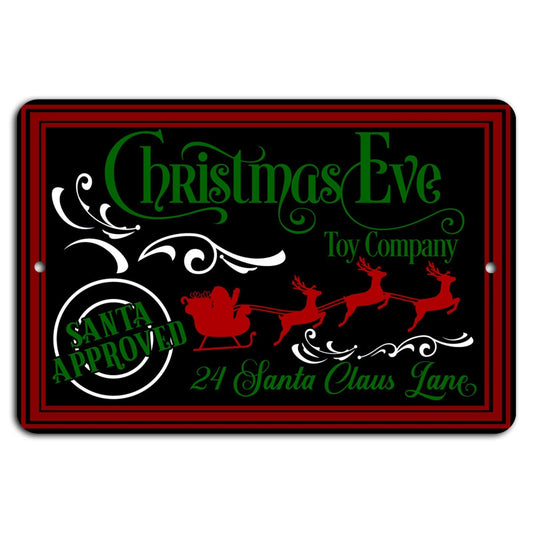 Christmas Eve Toy Company Black Rustic Aluminum Sign — product artwork