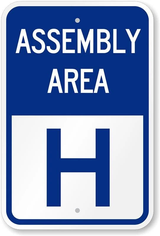 Assembly Area H Safety Aluminum Sign — product artwork
