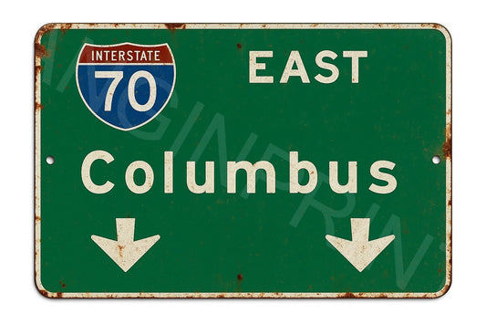 Highway Interstate 70 Columbus East Aluminum Sign — product artwork