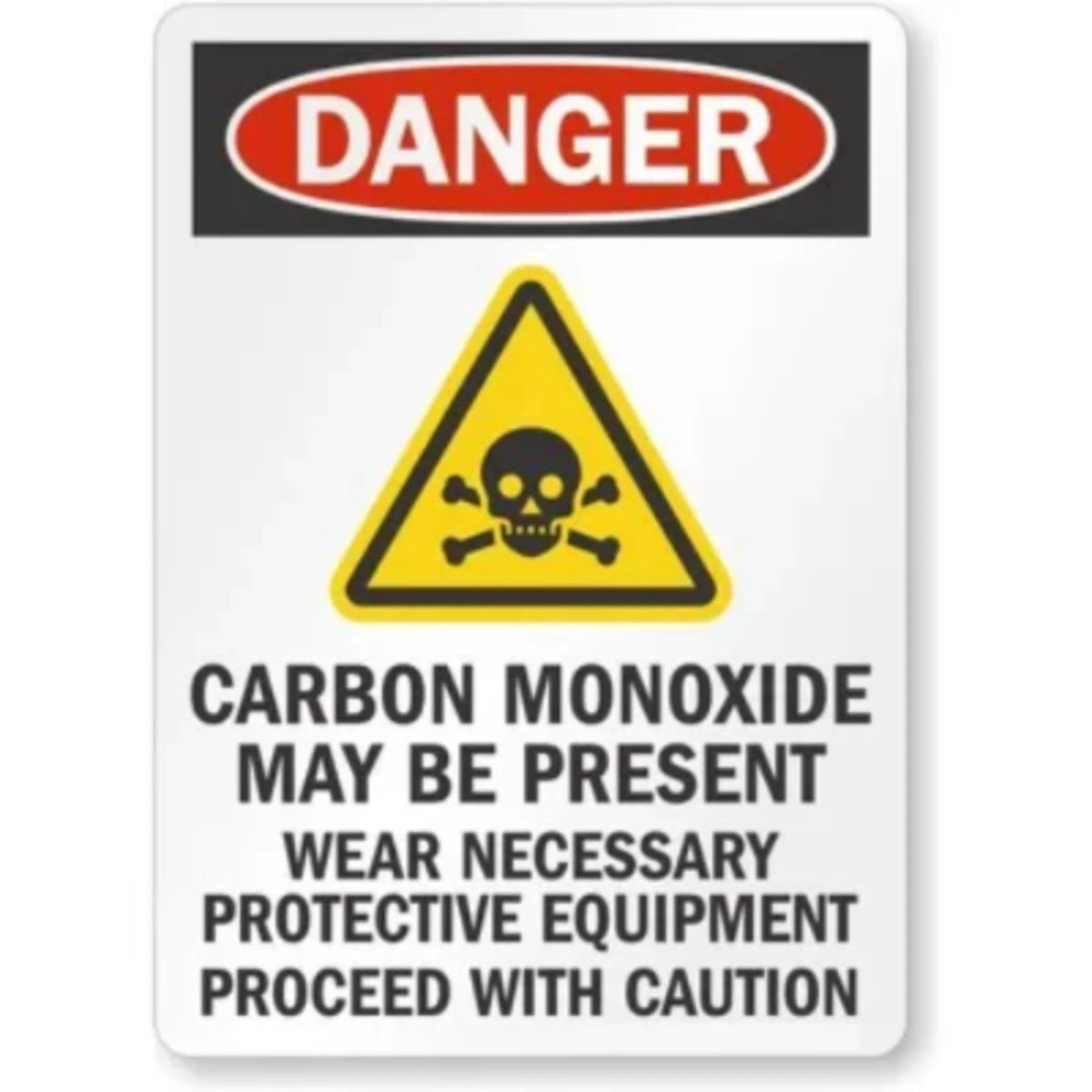 Carbon Monoxide Wear Protective Equipment Danger Aluminum Sign — product artwork