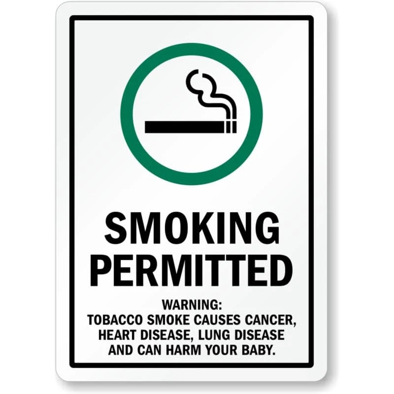 Smoking Permitted Tobacco Smoke Warning Aluminum Sign — product artwork