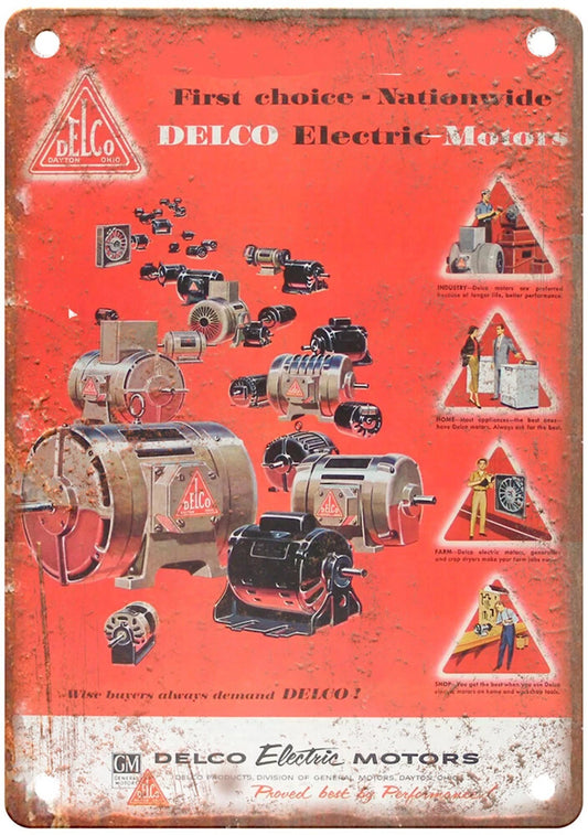 Vintage Electric Motor 1955 Delta Motor Aluminum Sign — product artwork