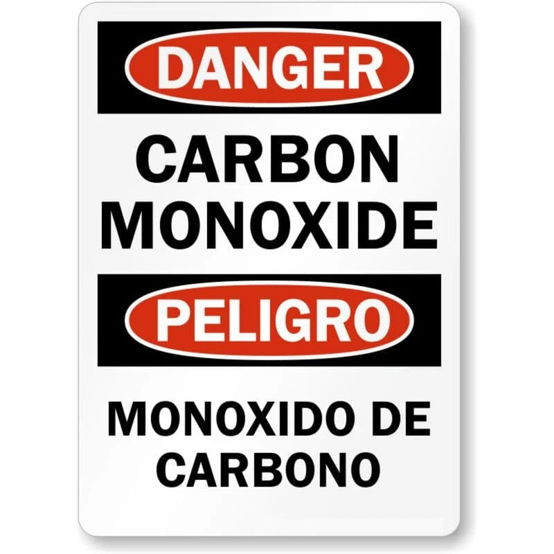 Bilingual Carbon Monoxide Aluminum Sign — product artwork