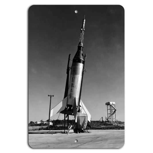 Vintage Rocket Retro Space Age Aluminum Sign — product artwork