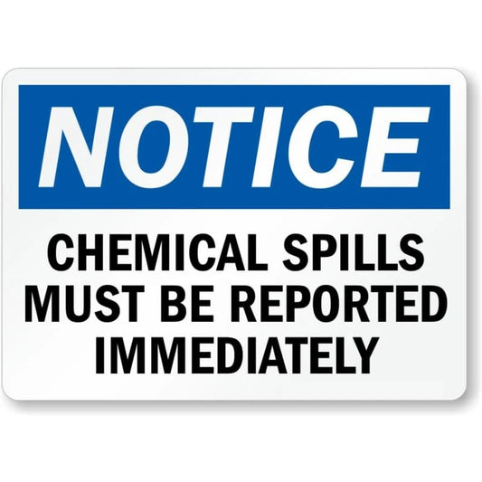 Chemical Spill Safety Warning Notice Aluminum Sign — product artwork