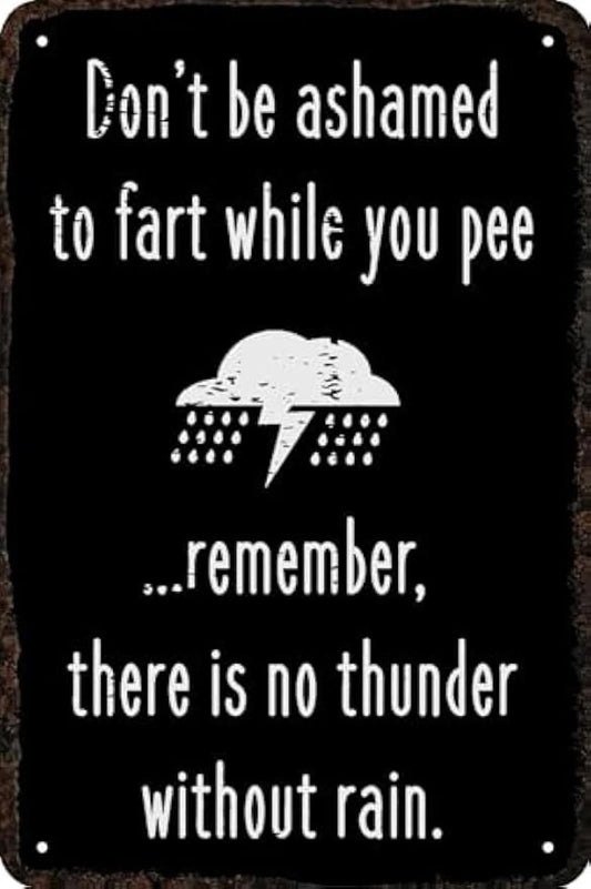 Vintage Funny Dont Be Ashamed to Fart While You Pee Aluminum Sign — product artwork