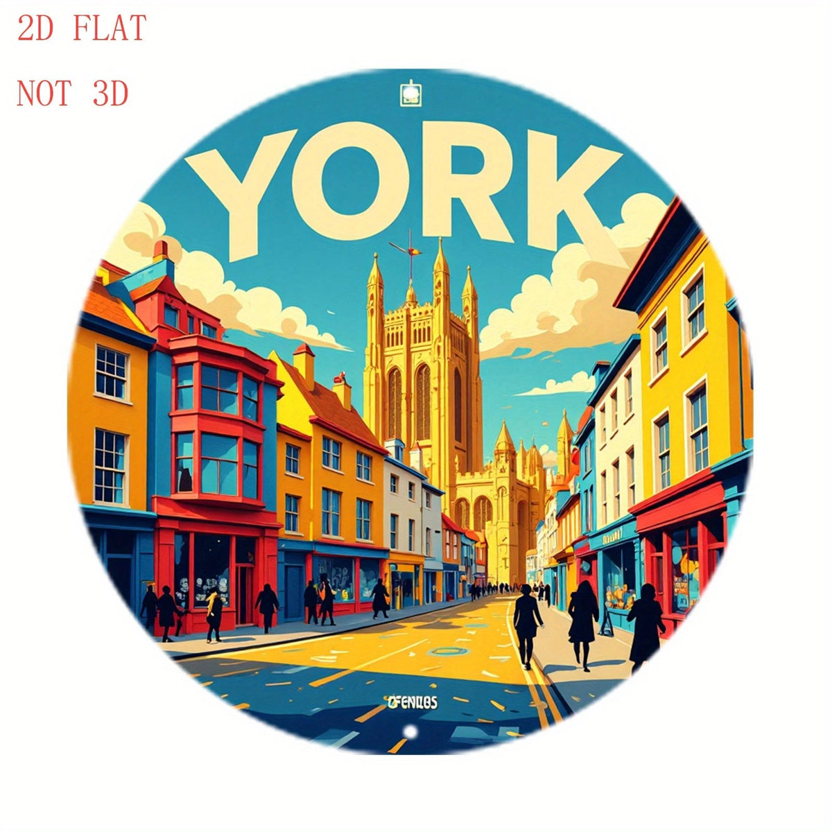York City Streets 8 Funny Round Aluminum Sign — product artwork