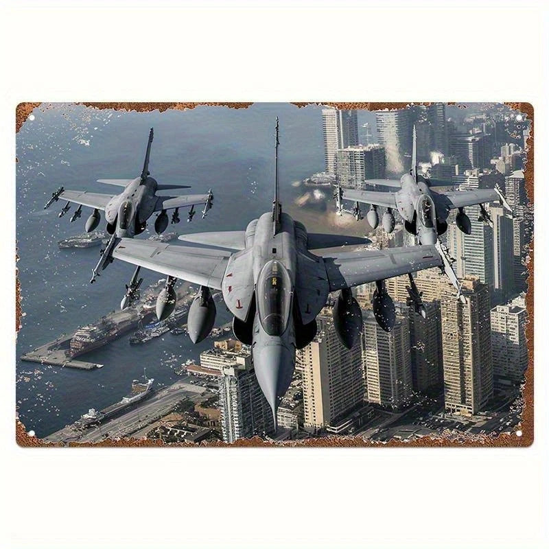 Vintage Military Funny Fighter Jets Aluminum Sign — product artwork