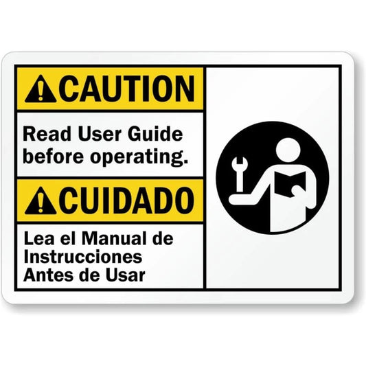 Read Guide Operating Bilingual Aluminum Sign — product artwork