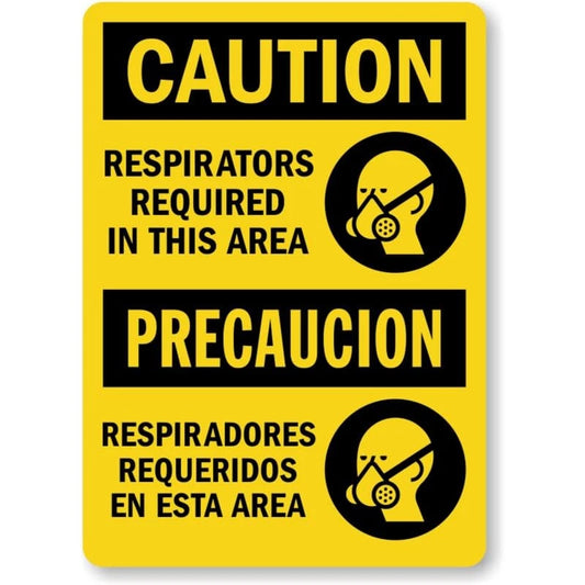 Respirators Bilingual Safety Warning Aluminum Sign — product artwork