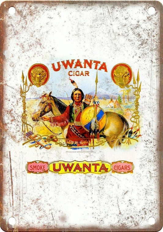 Uwanta Native American Cigar Box Reproduction Aluminum Sign — product artwork