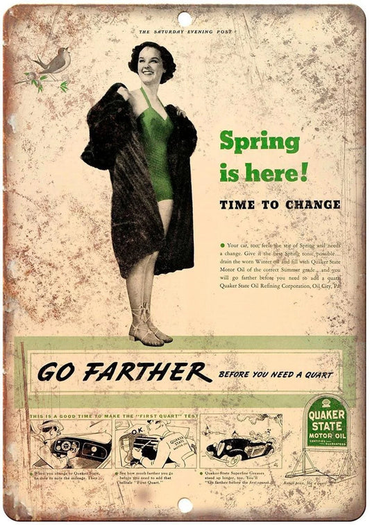 Motor Oil Quaker State Vintage Ad Funny Aluminum Sign — product artwork