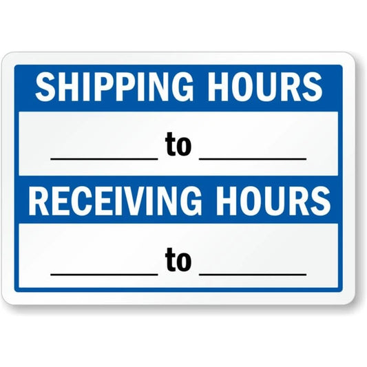 Shipping Receiving Monday Friday Aluminum Sign — product artwork