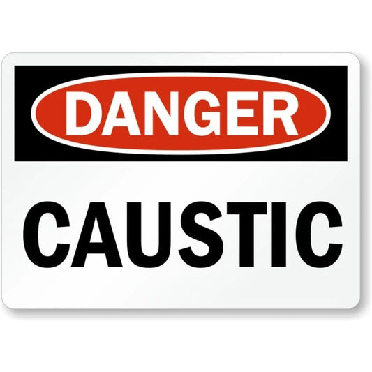 Danger Caustic Oval Header Aluminum Sign — product artwork