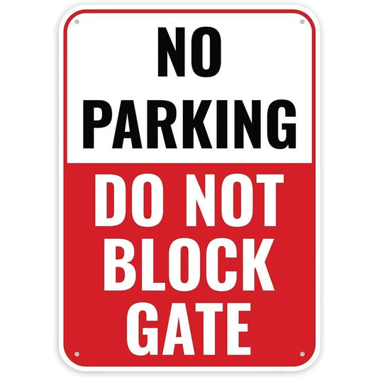 Compact Red Panel No Parking Do Not Block Gate Aluminum Sign — product artwork
