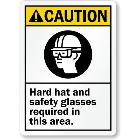 Hard Hat Caution Ansi Aluminum Sign — product artwork