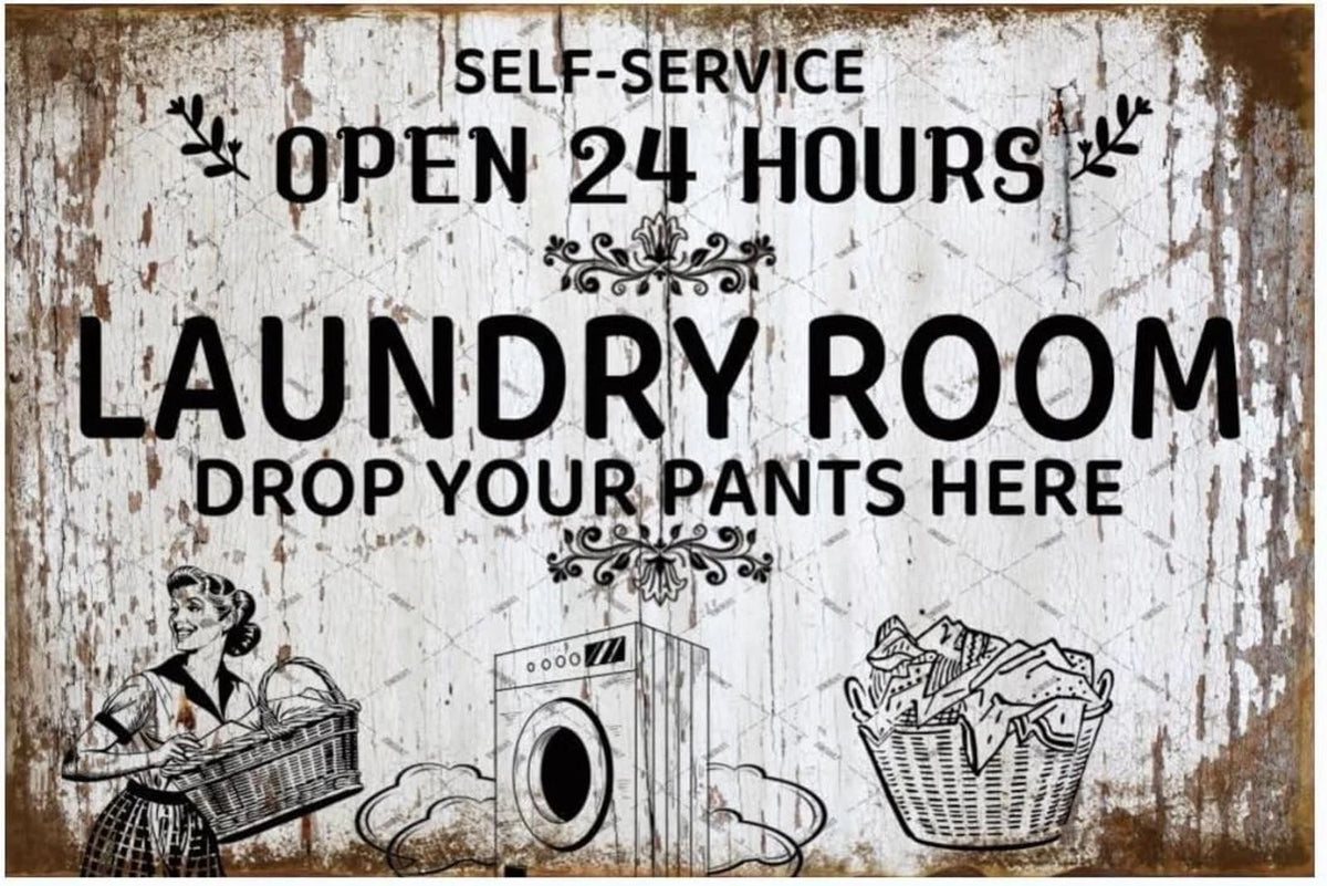 Laundry Room Funny Drop Your Pan Aluminum Sign — product artwork