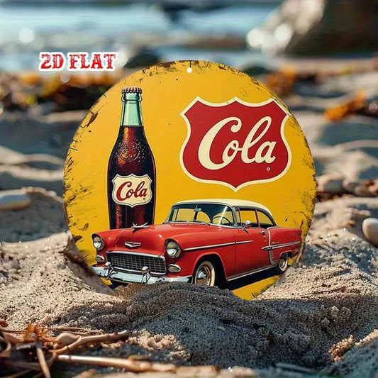 Vintage Car Red Cola Beverage Funny Wall Art Aluminum Sign — product artwork