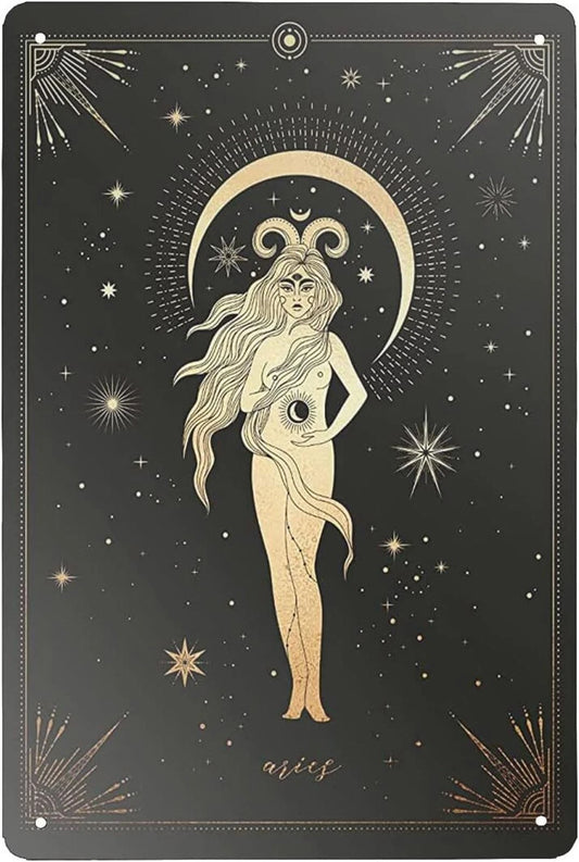 Aries Zodiac Vintage Star Home Décor Funny Aluminum Sign — product artwork