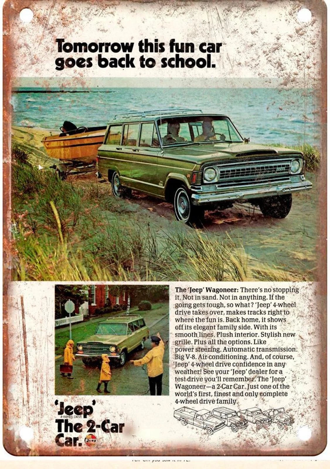 Jeep Wagoneer Vintage Auto Retro Aluminum Sign — product artwork