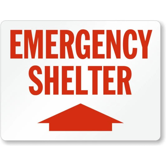 Emergency Shelter Up Arrow Aluminum Sign — product artwork