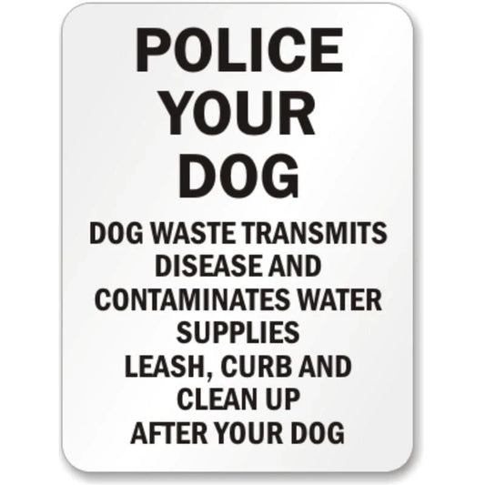 Dog Yard Property Dog Cleanup Aluminum Sign — product artwork