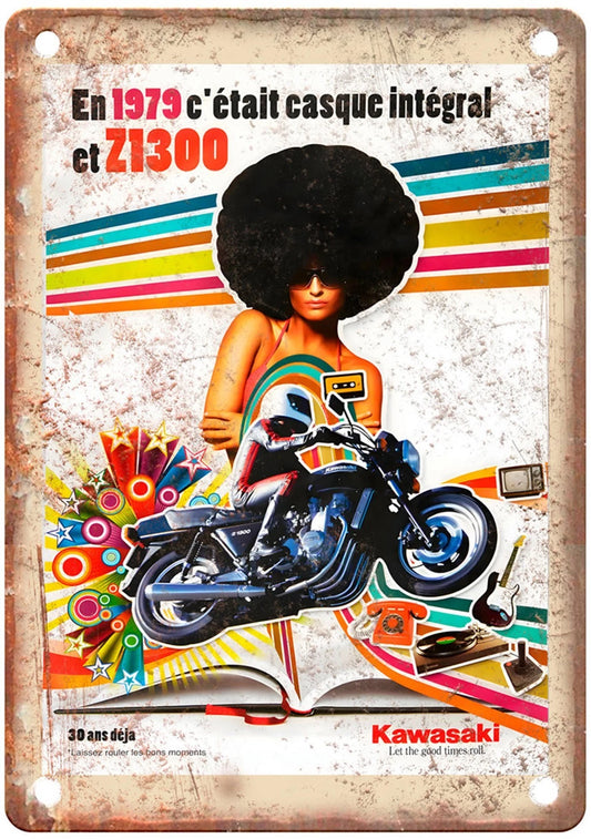 Vintage Motorcycle 1979 Retro Poster Funny Aluminum Sign — product artwork