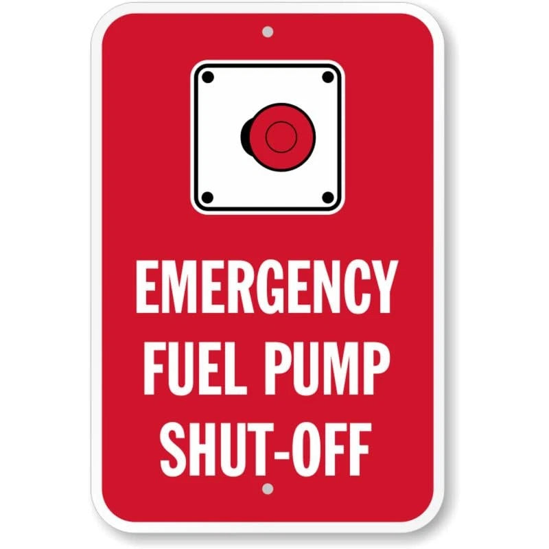 Emergency Fuel Pump Shut Off Aluminum Sign — product artwork