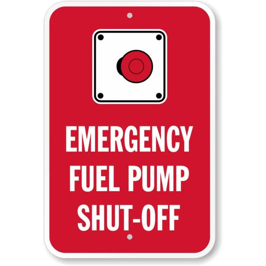 Emergency Fuel Pump Shut Off Aluminum Sign — product artwork