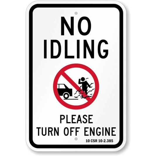 No Idling Please Turn Off Engine Aluminum Sign — product artwork
