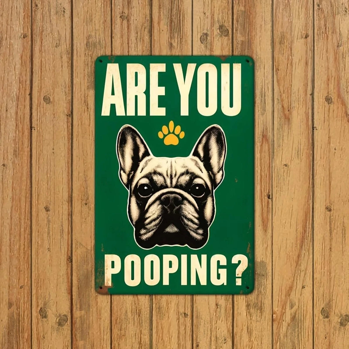 Vintage Bathroom Are You Pooping Funny Aluminum Sign — product artwork