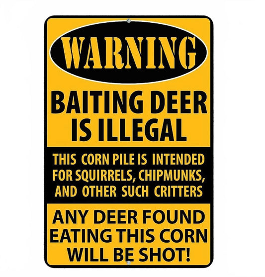 Illegal Deer Baiting Hunting Warning Aluminum Sign — product artwork