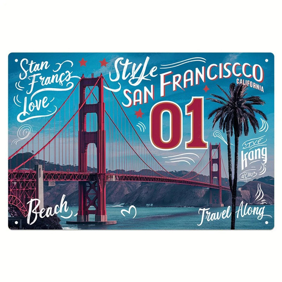 Golden Gate Bridge Funny Retro Travel Farmhouse Aluminum Sign — product artwork