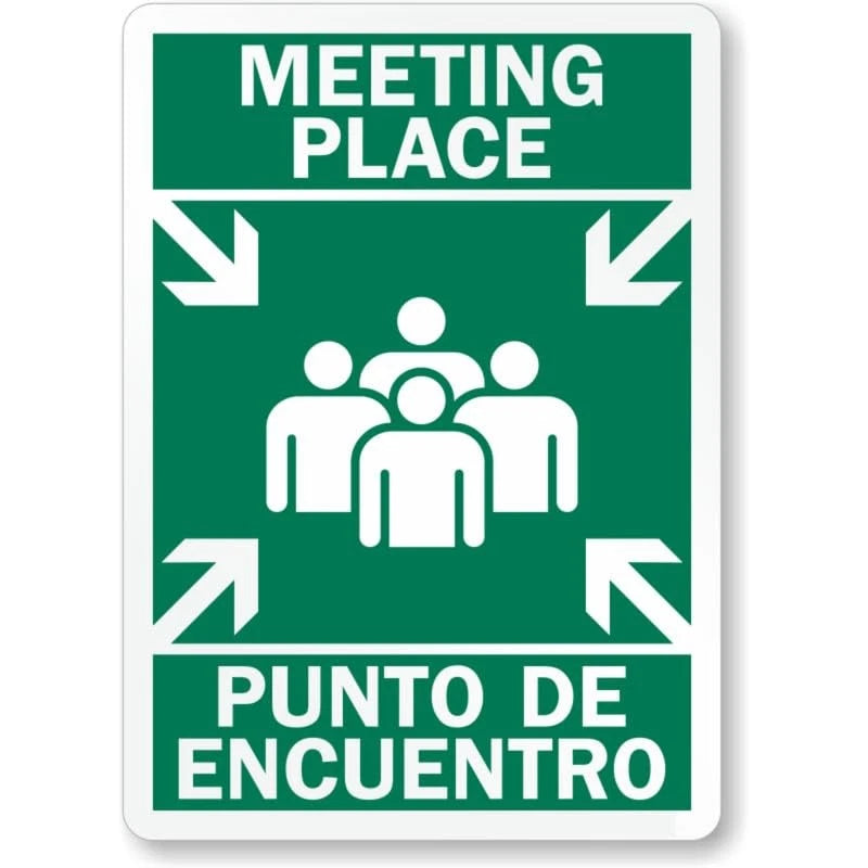 Bilingual Meeting Place Aluminum Sign — product artwork