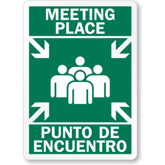 Bilingual Meeting Place Aluminum Sign — product artwork