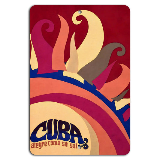 Vibrant Cuba Alegre Como Su Sol Vintage Tropical Aluminum Sign — product artwork