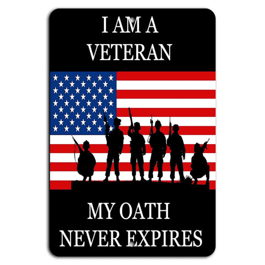 Veteran Military Patriotic American Flag Aluminum Sign — product artwork