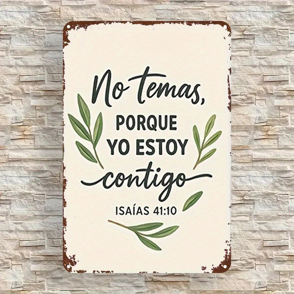 Spanish 'no Temas' Isaiah 41:10 Retro Faith-based Aluminum Sign — product artwork