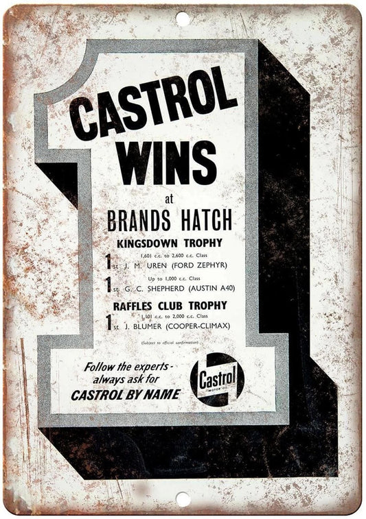 Vintage Motor Oil Castrol Brands Hatch Funny Aluminum Sign — product artwork