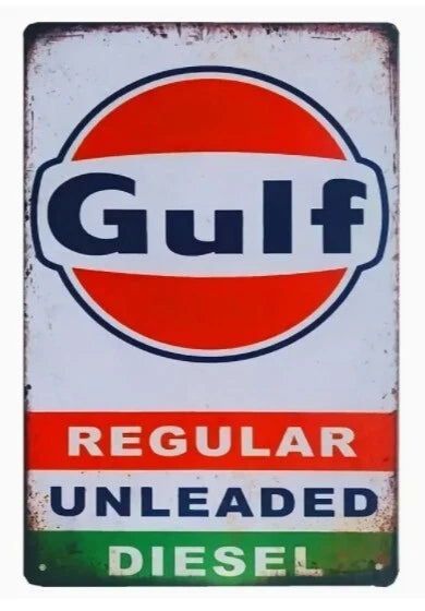 Gulf Regular Unleaded Diesel Aluminum Sign — product artwork