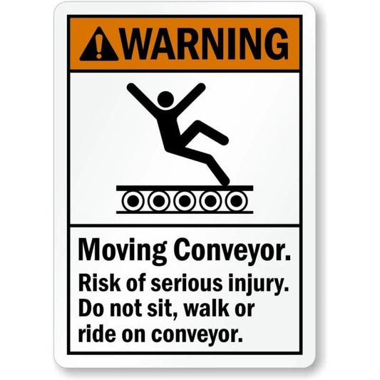 Moving Conveyor Dont Ride Aluminum Sign — product artwork