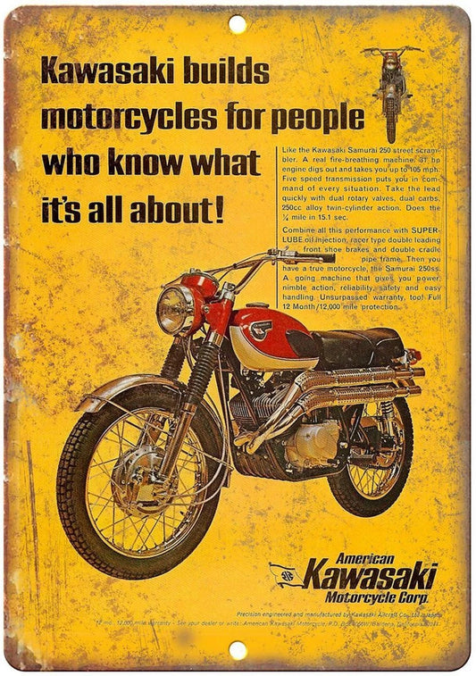 Kawasaki Garage Funny Motorcycle Aluminum Sign — product artwork