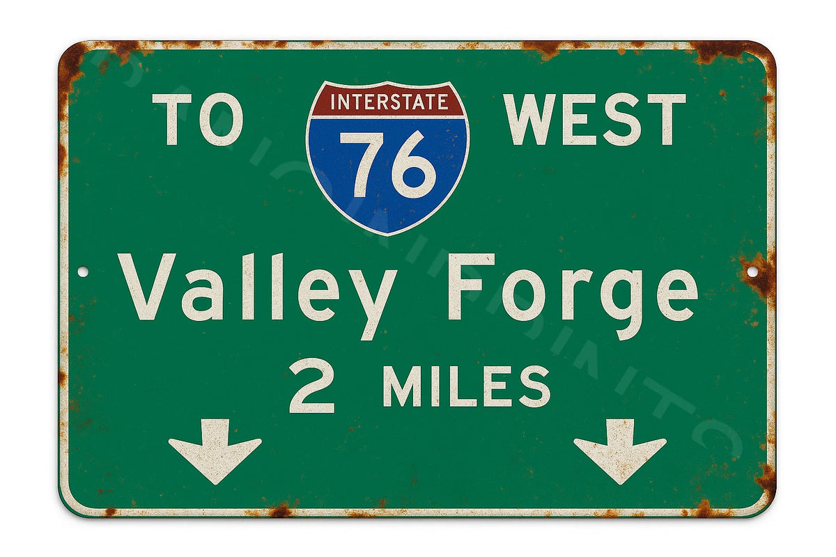 Highway Valley Forge 76 West Aluminum Sign — product artwork