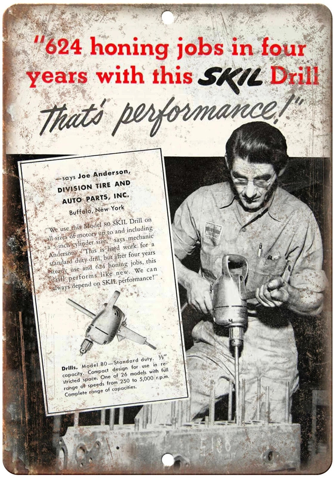 Vintage Drill Skil Drill Reproduction Garage Aluminum Sign — product artwork