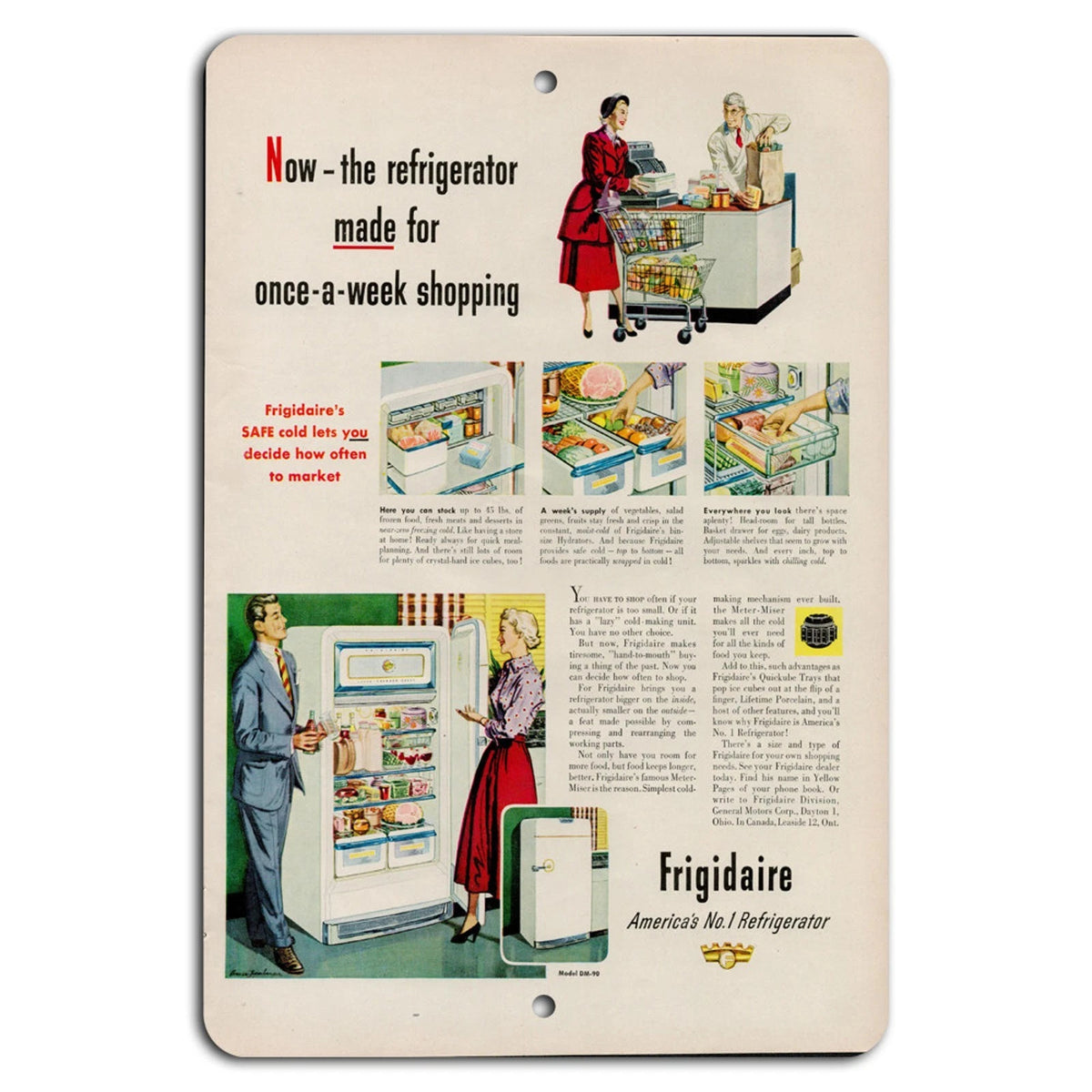 Vintage Frigidaire 1950s Retro Aluminum Sign — product artwork
